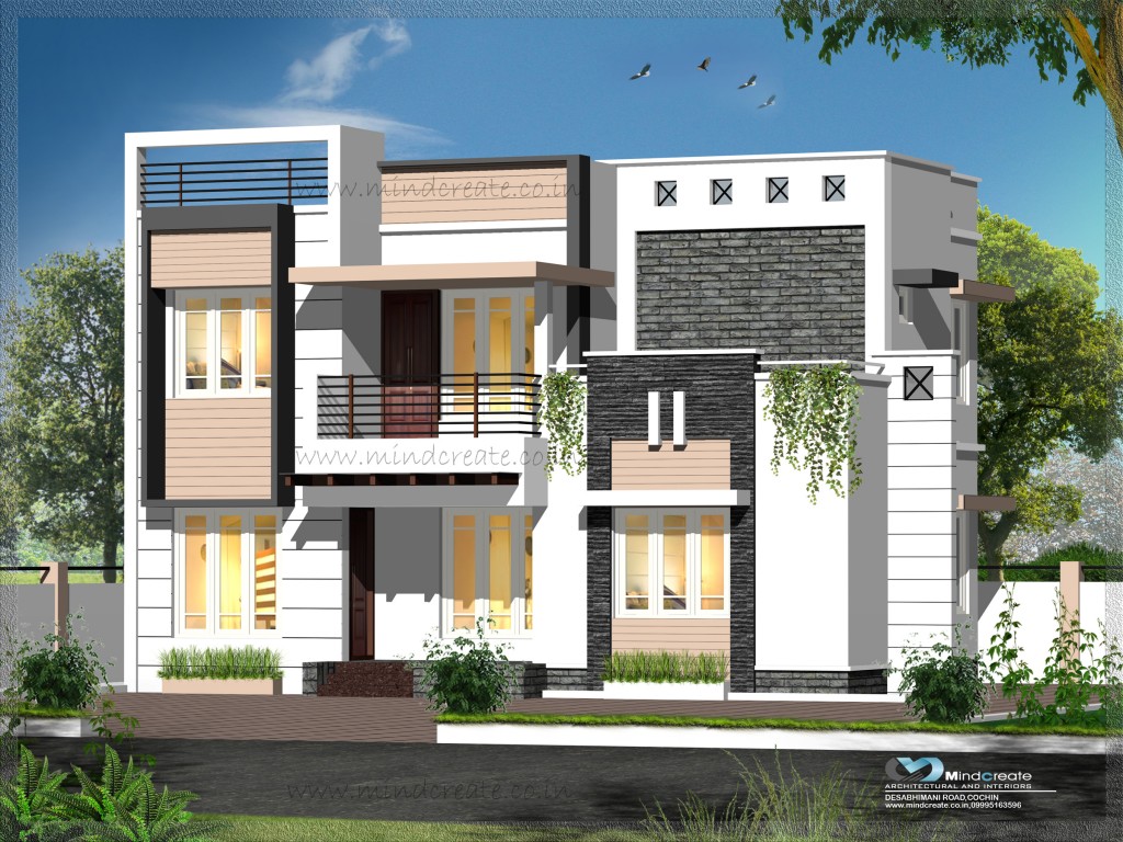 Contemporary style elevations Kerala Model Home Plans