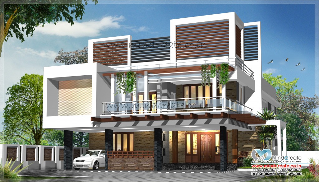 Contemporary type house elevation Kerala Model Home Plans